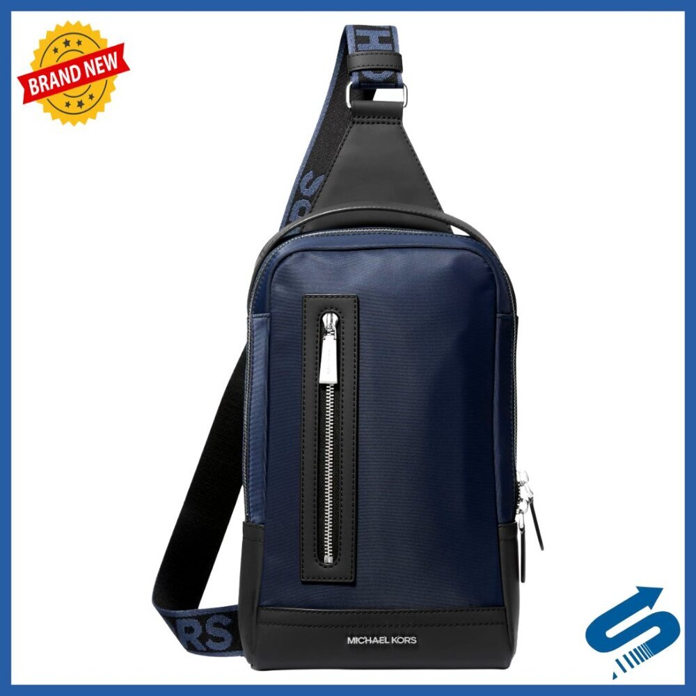 Structured Nylon Crossbody Sling Pack with 5 Compartments